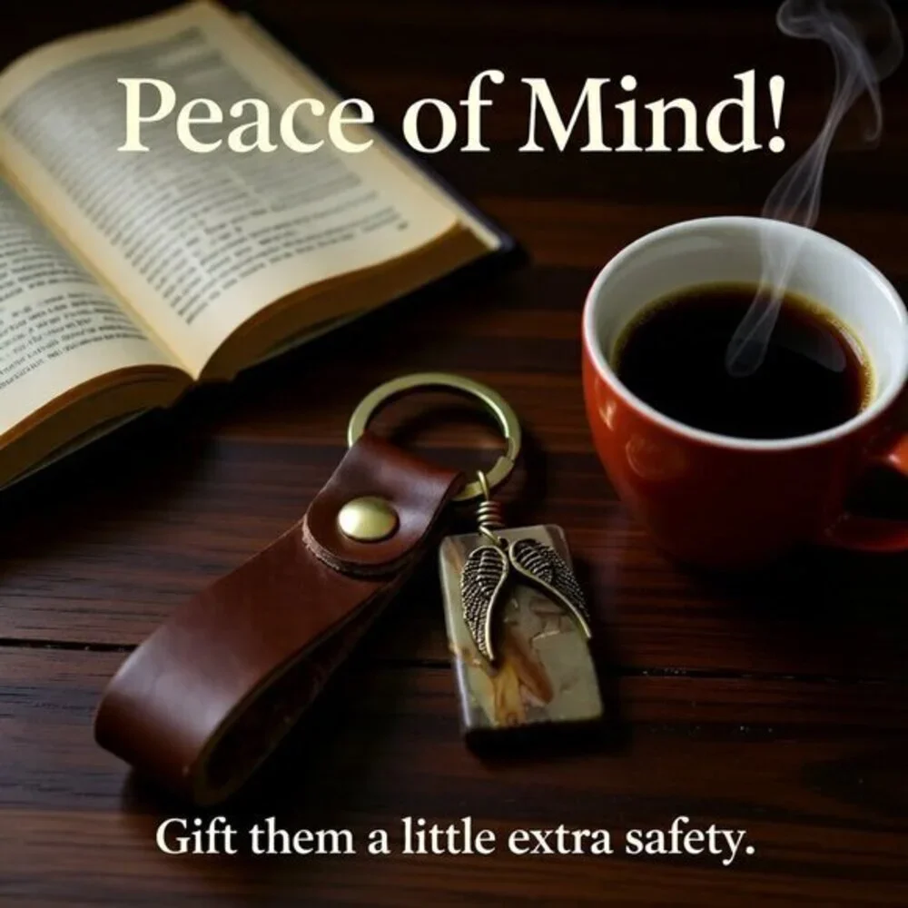 New Driver - Jasper + Angel Wings - Key Chain - Masculine Rugged Rustic